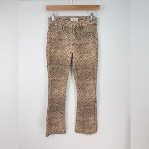 Frame Faux Snakeskin High Rise Flare Leg Denim Pants